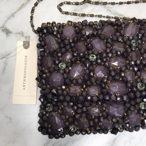 Anthropologie Beaded Crystal Bag Clutch Chain - Picture 7 of 14